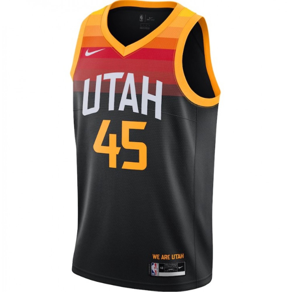 Men's Utah Jazz Donovan Mitchell #45 Black Replica Swingman Jersey - City Edition-Pro Kit Vault | Brand New 26/27 Sports Jerseys